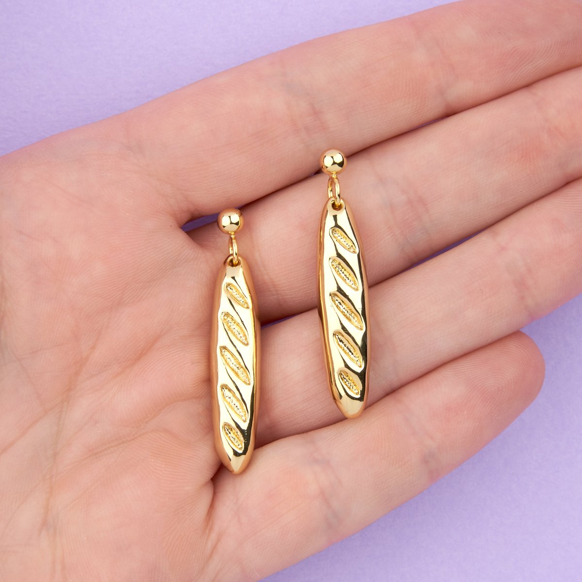 Boucles d'oreilles BAGUETTE doré, COUCOU SUZETTE