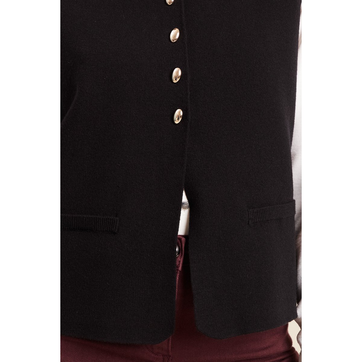 gilet droit court sans manches col rond noir, BREAL