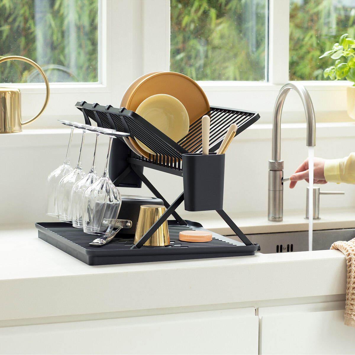 Foldable Dish Rack, Large dark grey, BRABANTIA