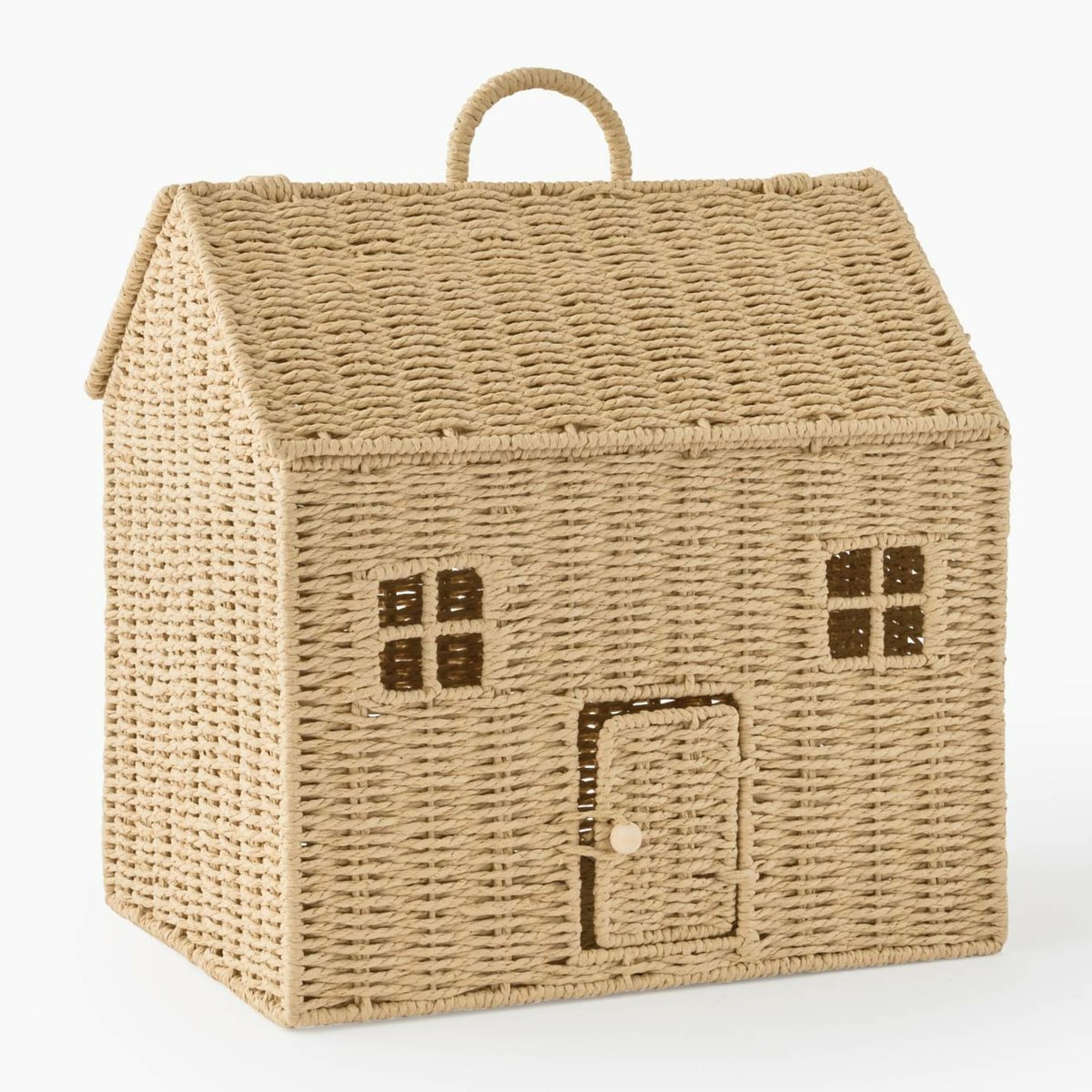 Coffre forme maison, 40X30X46cm, en papier naturel, MONOPRIX