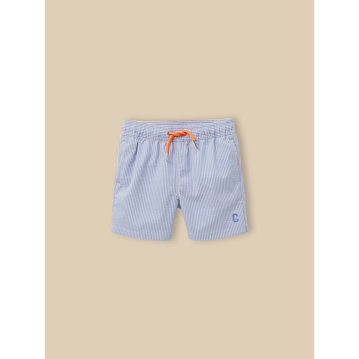 Short de bain en seersucker bleu, CYRILLUS