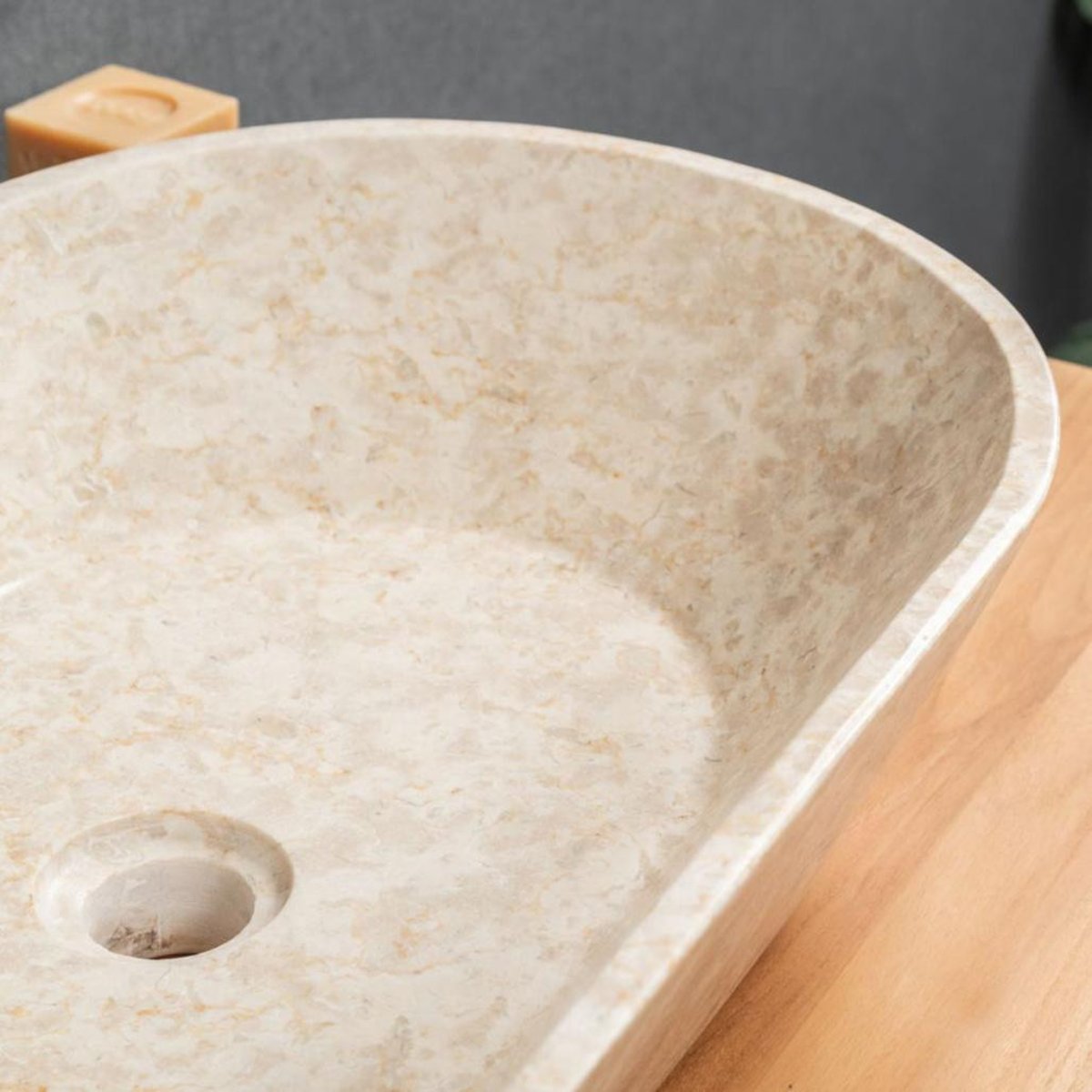 Vasque en marbre ovale 60 cm ÈVE crème, WANDA COLLECTION
