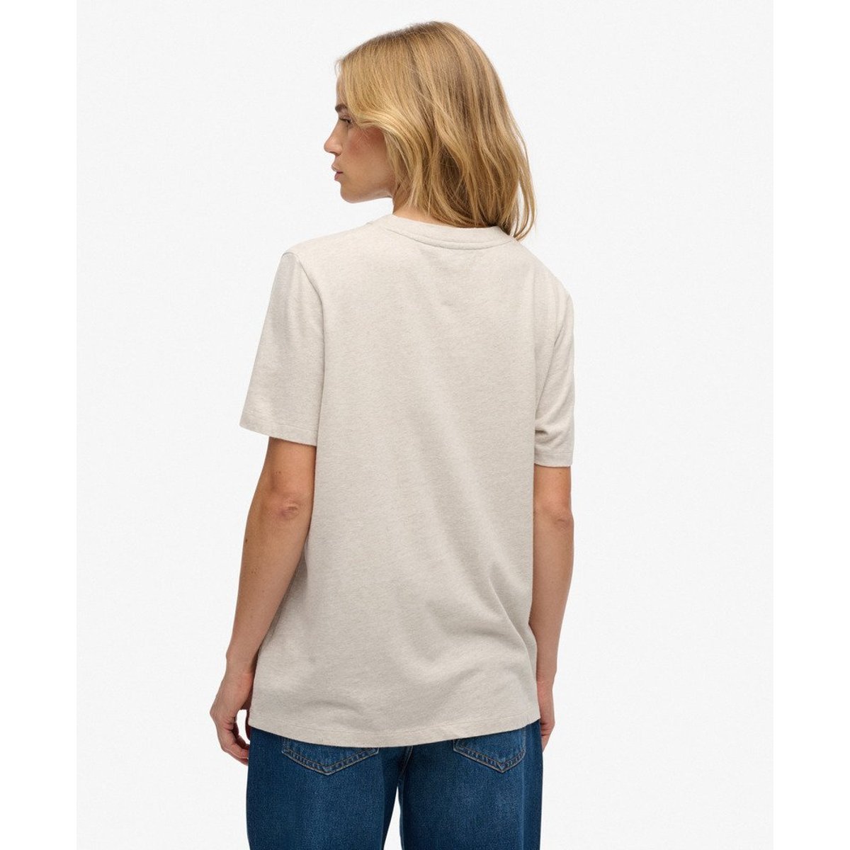 T-shirt Vintage Logo Scripted en Coton Bio grège chiné, SUPERDRY