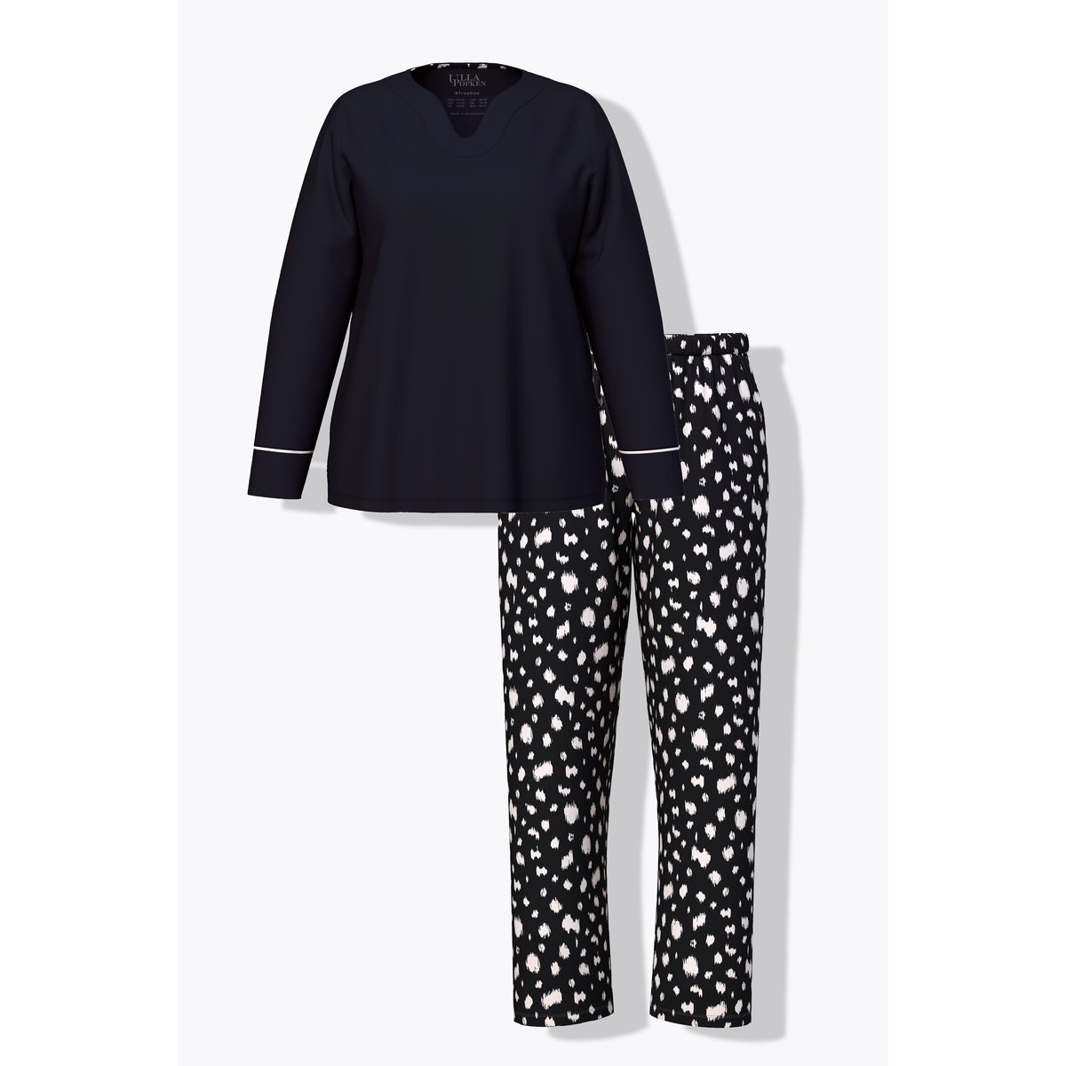 Pyjama et masque de sommeil, motif dalmatien noir, ULLA POPKEN