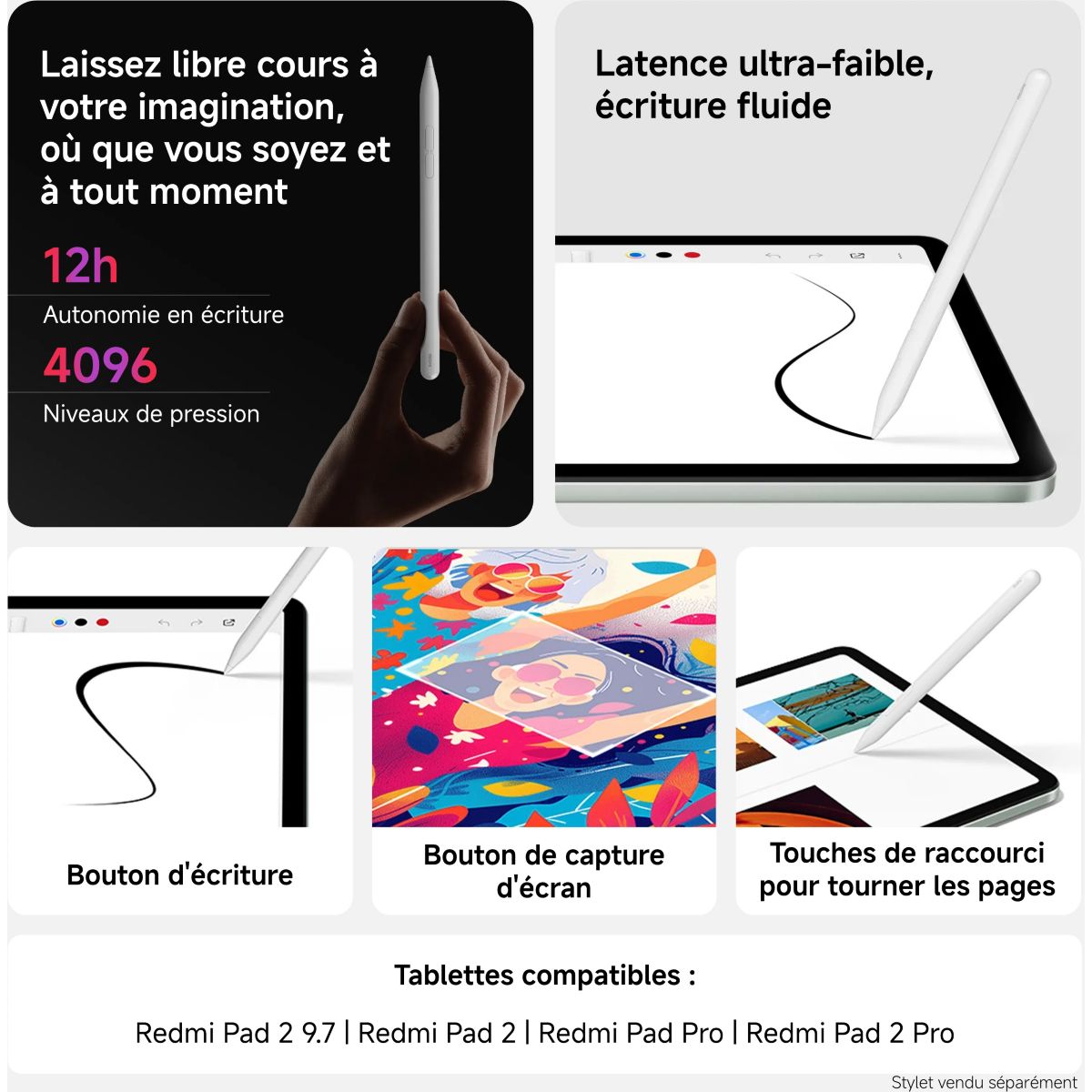 Tablette Android Redmi Pad 2 9.7'' Gris 128Go gris, XIAOMI