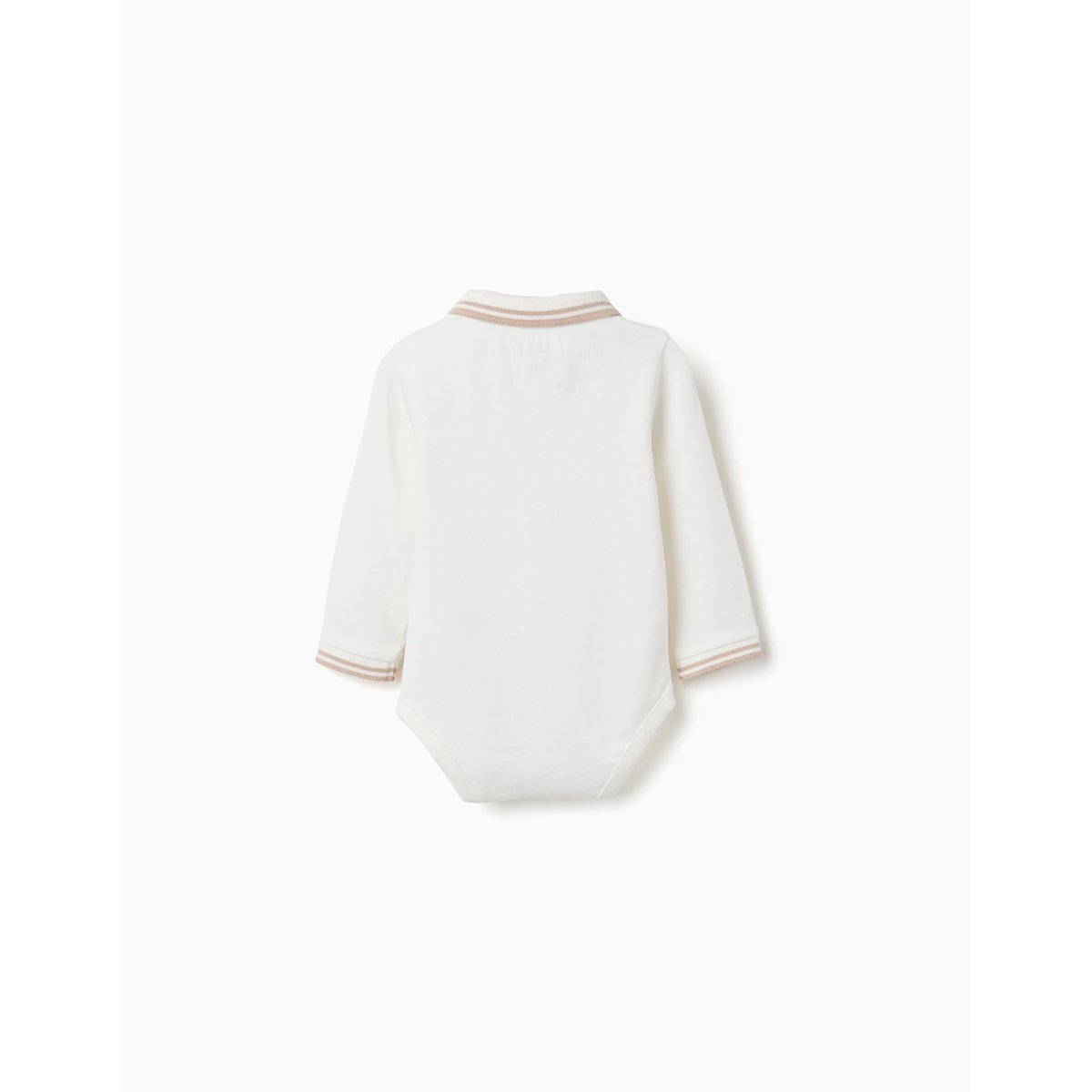 Body polo en coton à manches longues à rayures blanc, ZIPPY