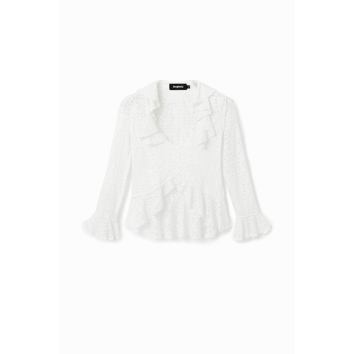 T-shirt manches longues volants beige, DESIGUAL
