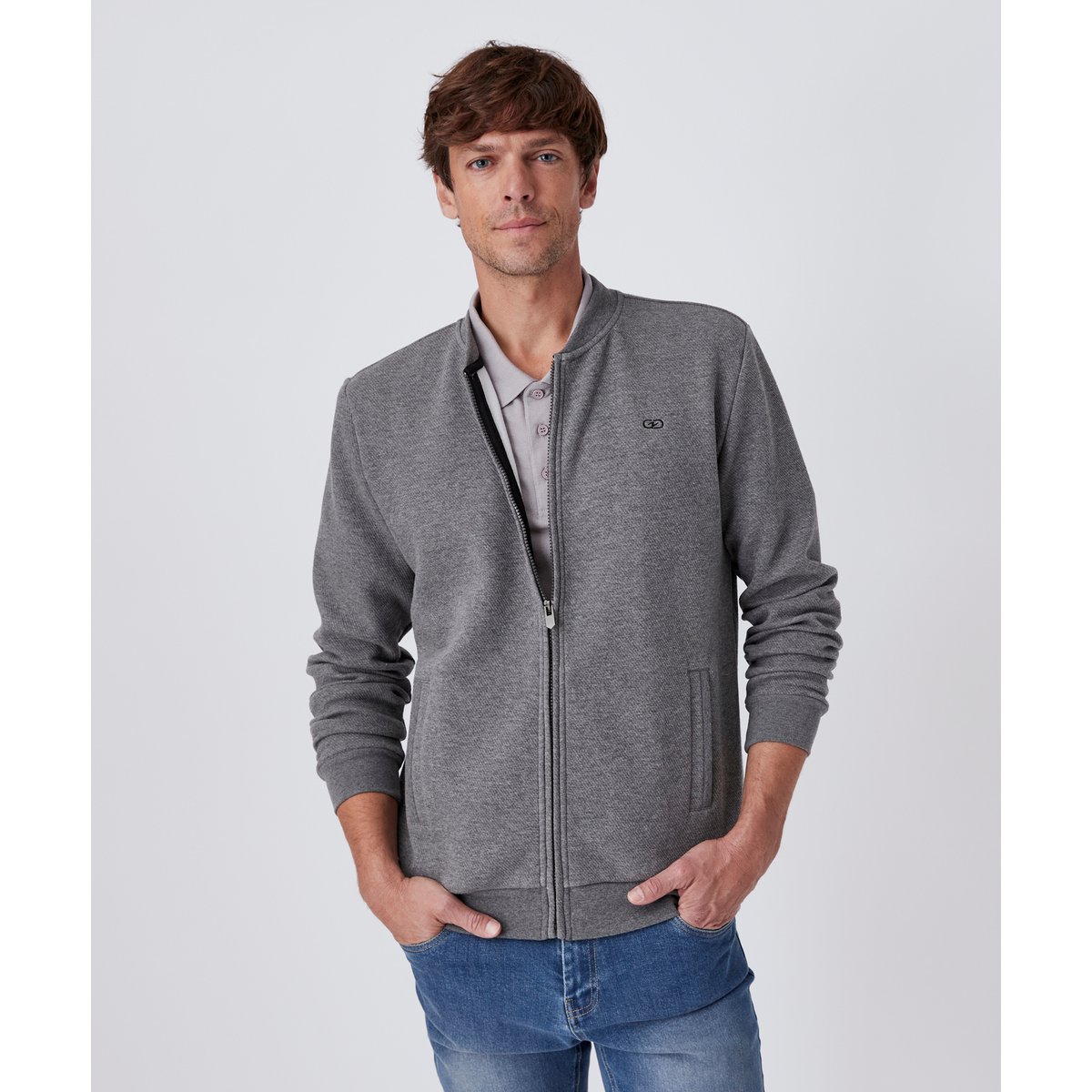 Gilet molleton zippé gris chiné clair, DAMART