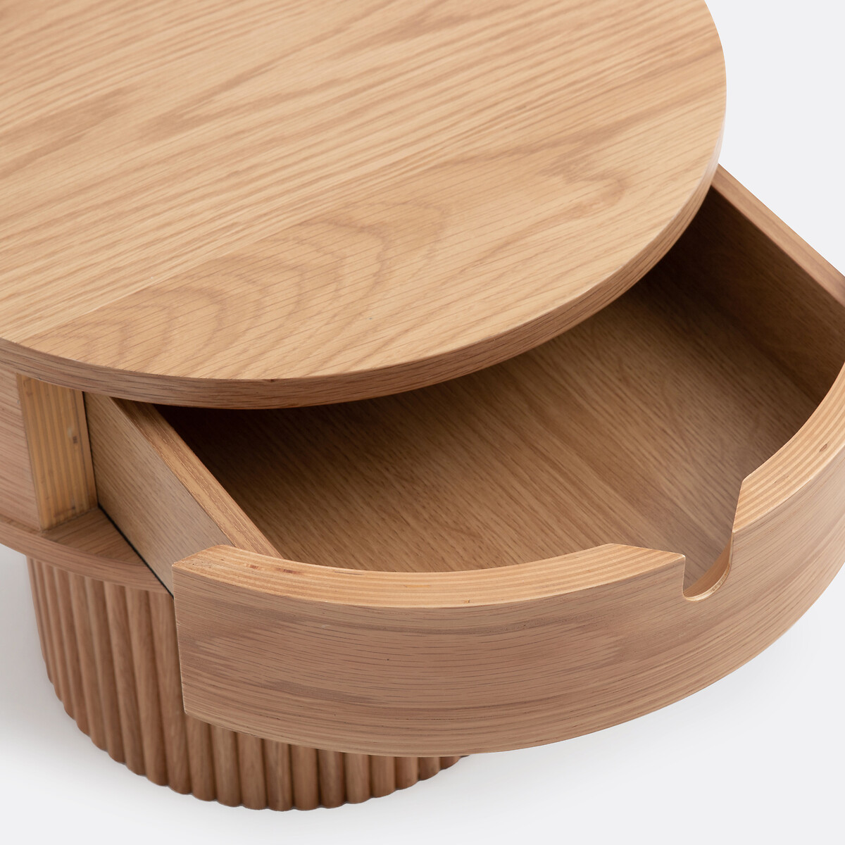 Tamita 1-Drawer Fluted Base Bedside Table natural oak veneer, LA REDOUTE INTERIEURS