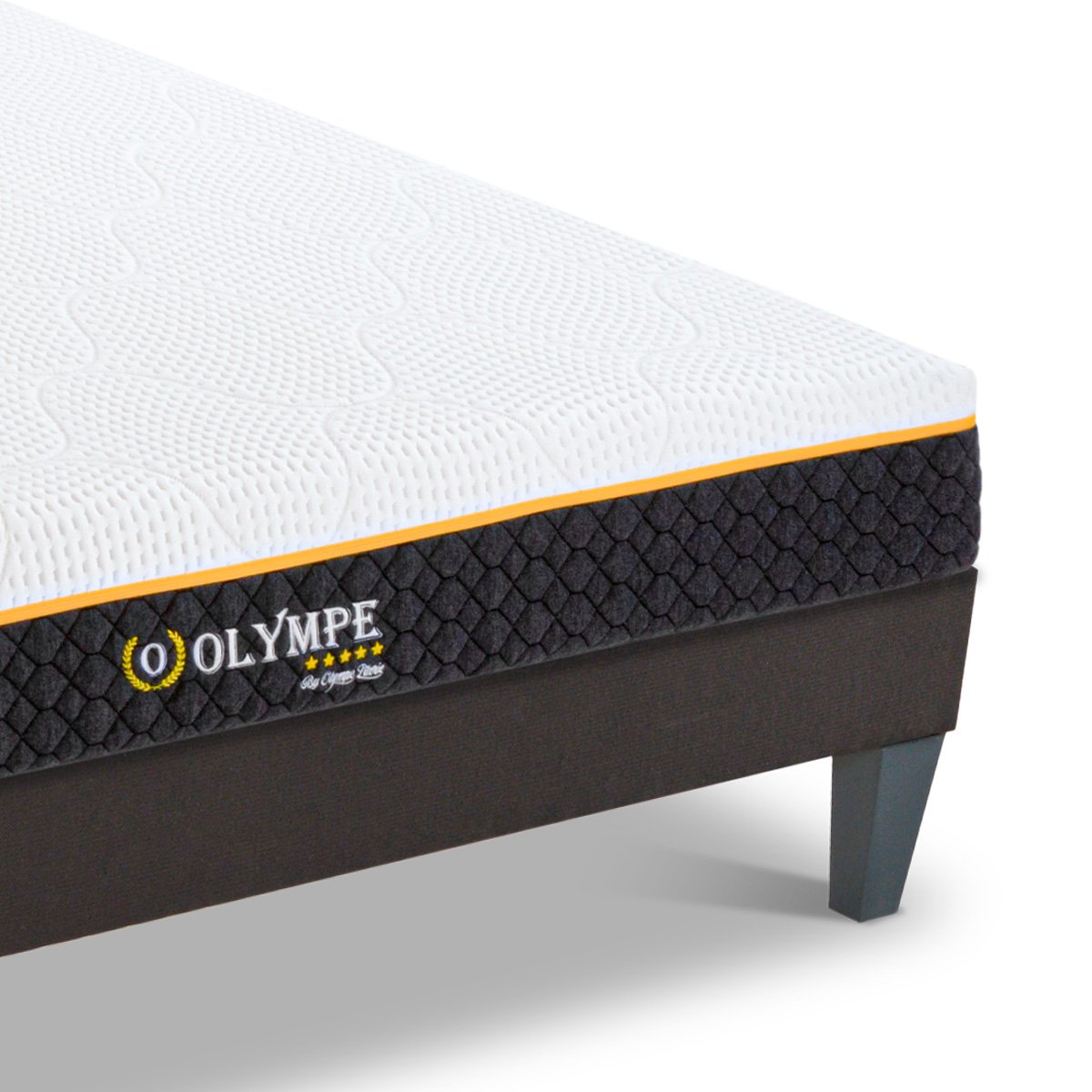 Ensemble Olympe 180x200 cm Matelas Mousse + Sommier Bois blanc, OLYMPE LITERIE