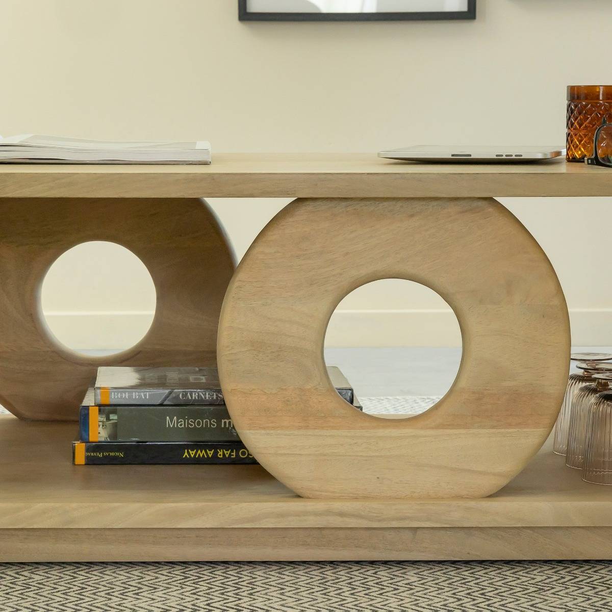 Table basse en bois de manguier ALWEN bois clair, MADE IN MEUBLES