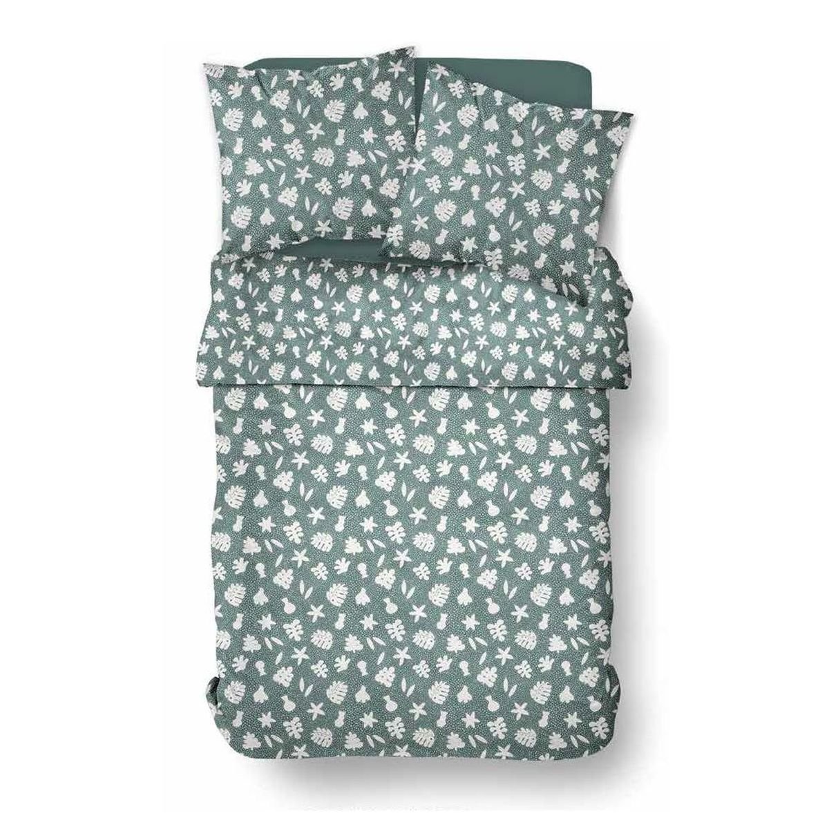 Parure de lit imprimé floral coton SUNSHINE AGATHE vert, TODAY