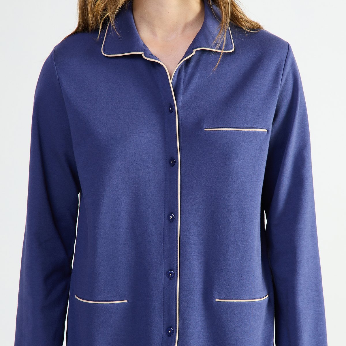 Pyjama col classique en coton MYSTÉRIEUSE marine, LAURENCE TAVERNIER