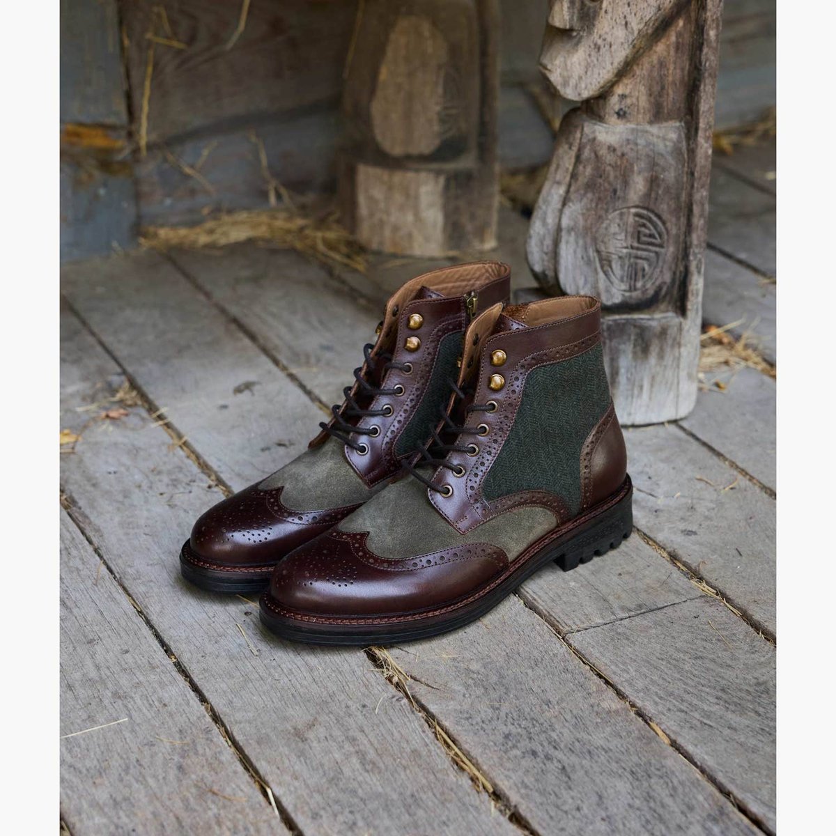 Boots À Talon en cuir RIDLEY vert kaki, BOCAGE