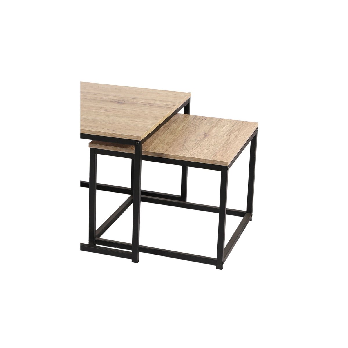 Set de 3 Tables Basses Gigognes Bois MDF et Métal Noir noir, WADIGA