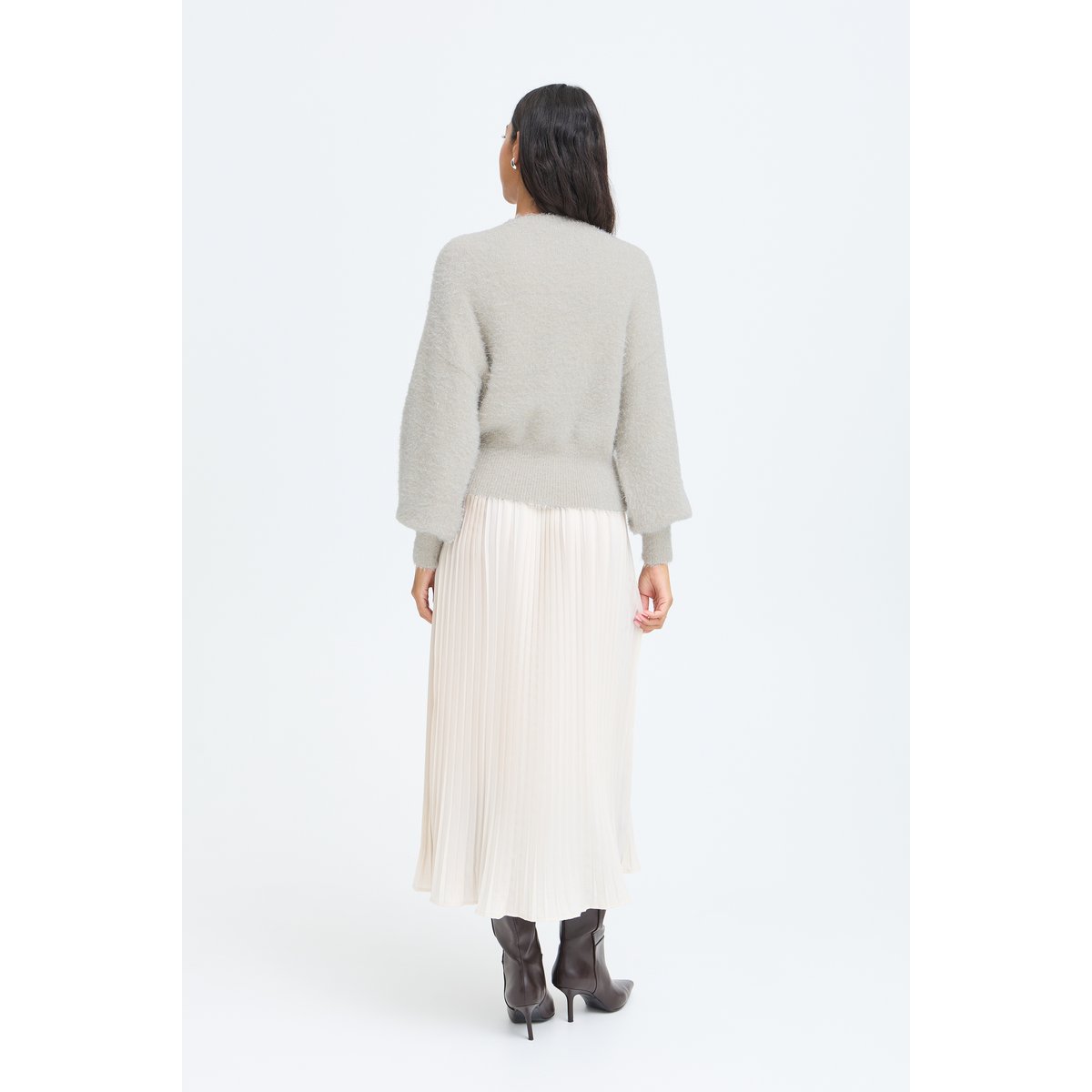 Pull en maille manches longues beige oatmeal, B.YOUNG