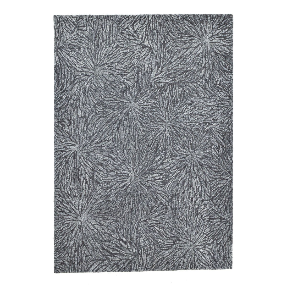 Tapis tufté main en laine vierge et viscose gris, THEKO