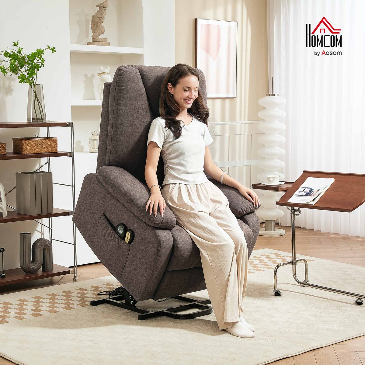 Fauteuil releveur multifonctionnel Lin (100% marron, HOMCOM