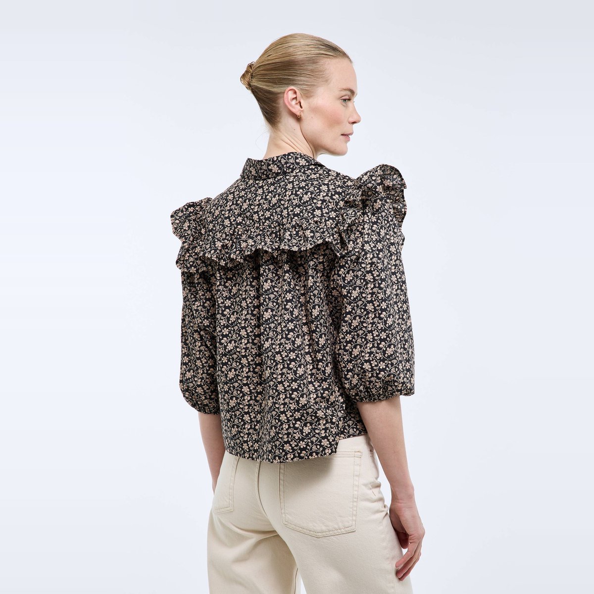 Top manches longues imprimé en coton BIO GOTS noir, MONOPRIX