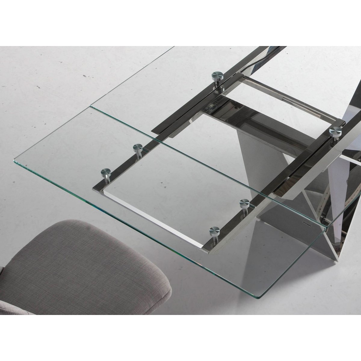 Table à manger extensible en verre verre | acier, ANGEL CERDA