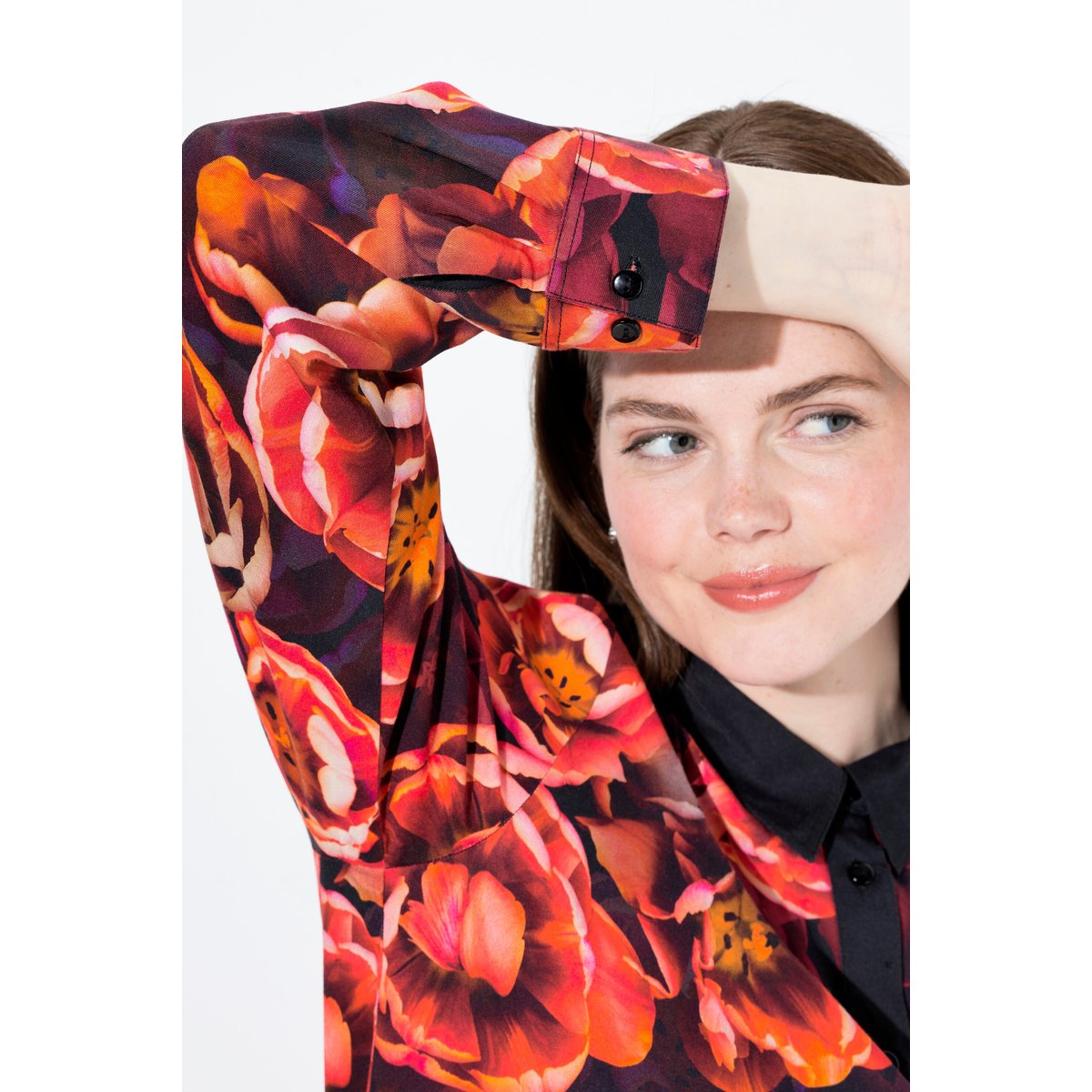 Chemisier motif roses mandarine, ULLA POPKEN