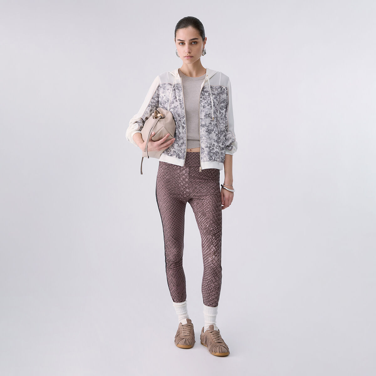 Sweat à capuche en crêpe gris, LIU JO