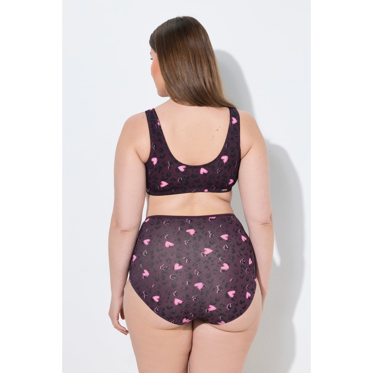 Brassière, motif léopard/cœurs prune foncé, ULLA POPKEN