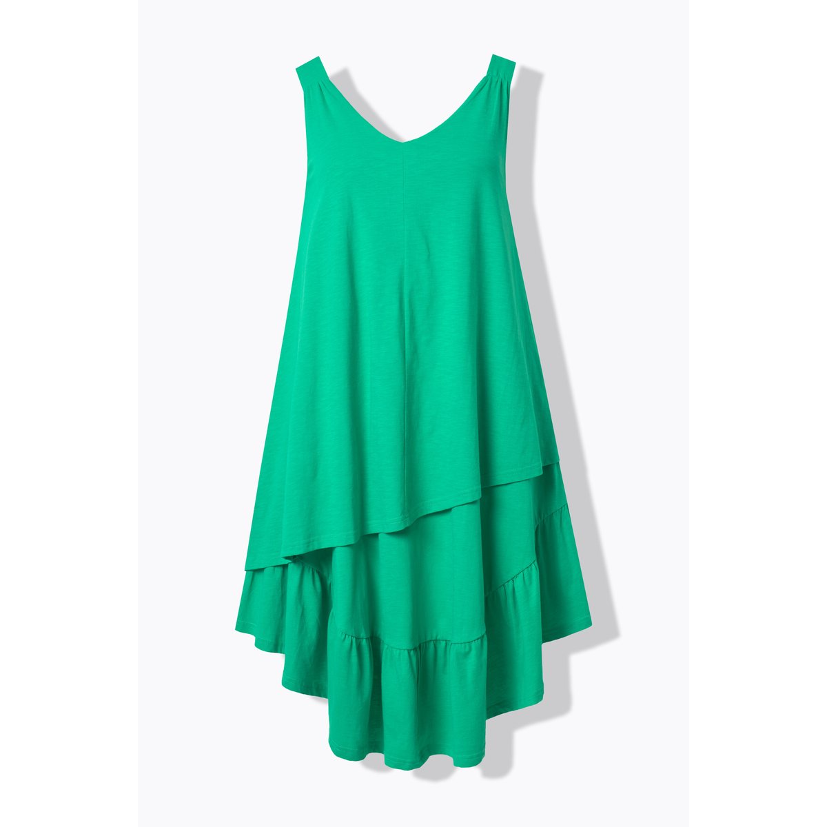 Robe midi en coton bio texturé vert d’été, ULLA POPKEN