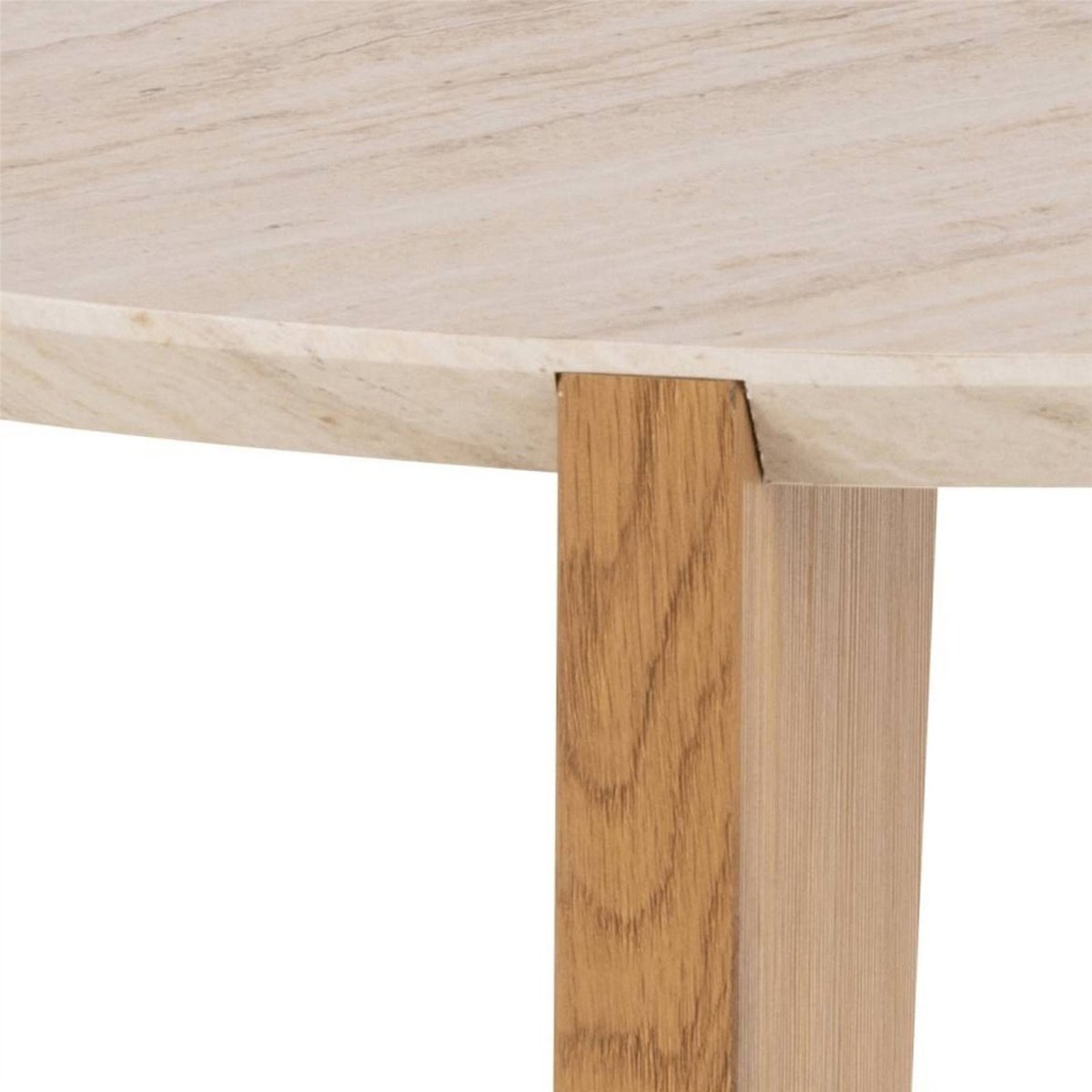 Table basse ronde effet travertin et chêne travertin et chêne sauvage, RECOLLECTION
