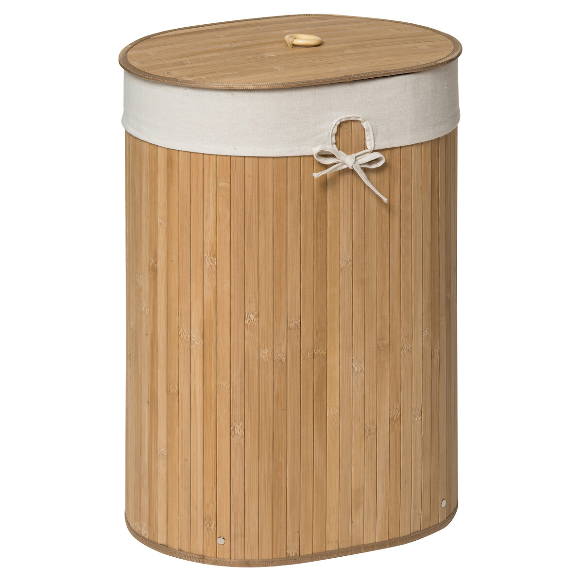 Bamboo Oval Laundry Hamper With Liner natural, SO'HOME