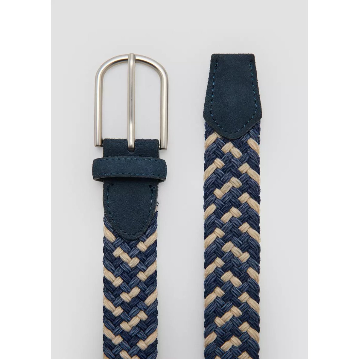 Ceinture élastique tressée couleurs bleu marine, MANGO MAN