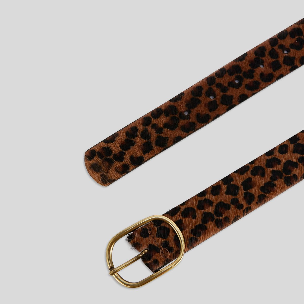 Ceinture à poils façon léopard 3,5cm, cuir responsable brun, MONOPRIX