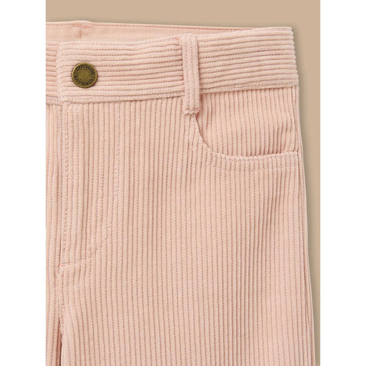 Pantalon droit en velours rose poudre, CYRILLUS