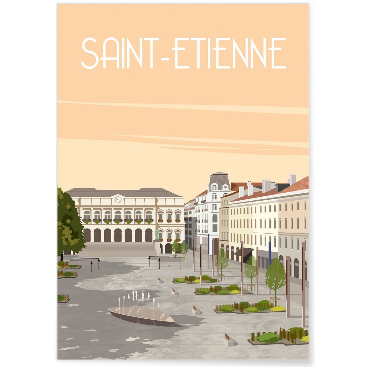 Affiche ville Saint-Étienne 2 blanc, L'AFFICHERIE