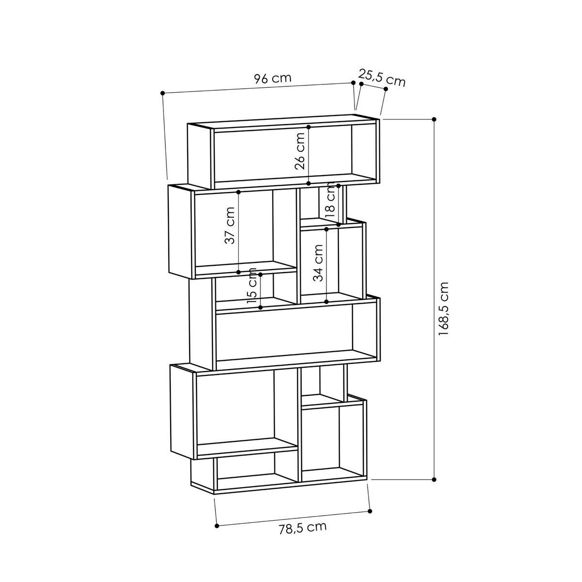 Etagère bibliothèque avec niches - KARMATO chêne, CALICOSY