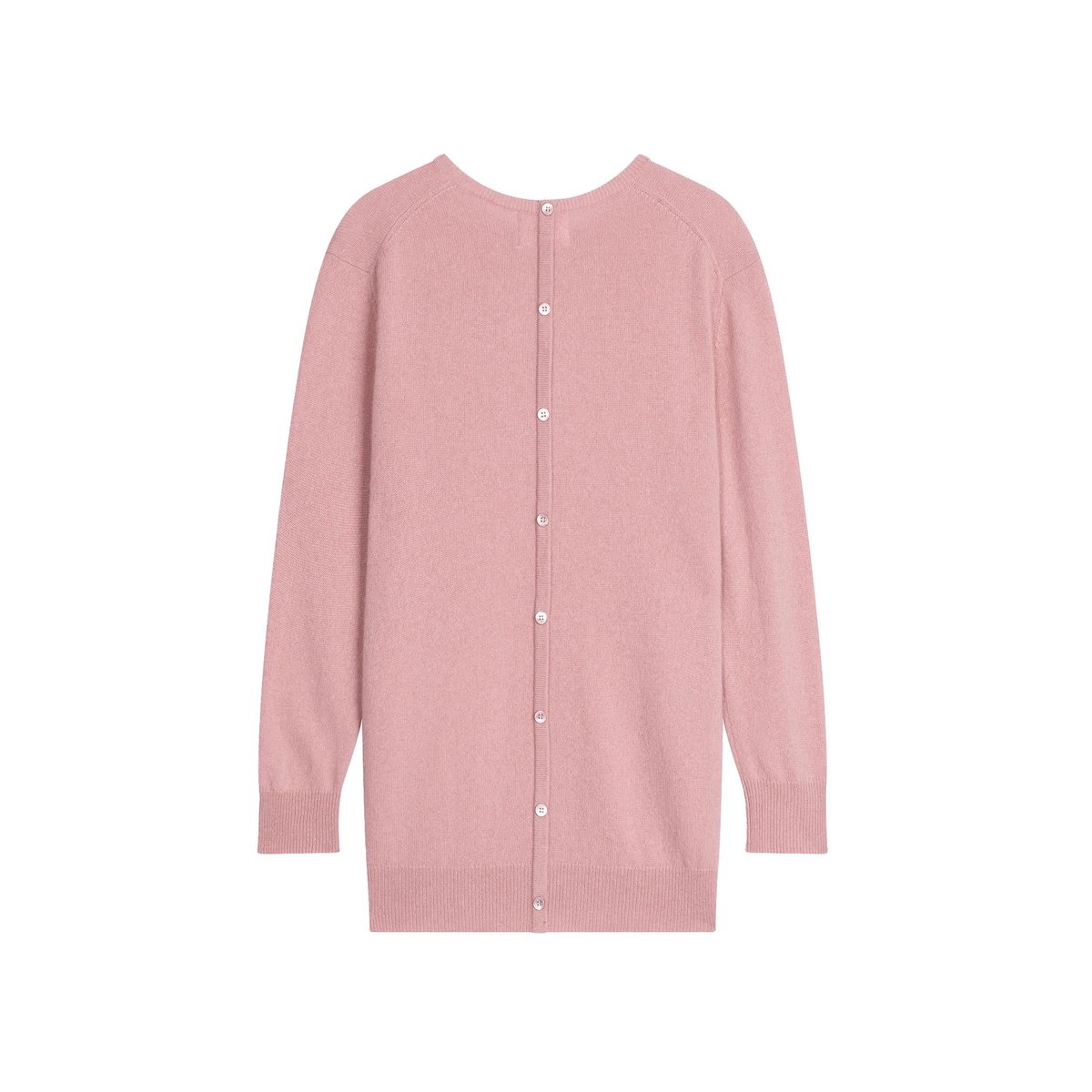 Pull Col Rond Boutonné Dos Bois De Rose Janice rose, JUST CASHMERE