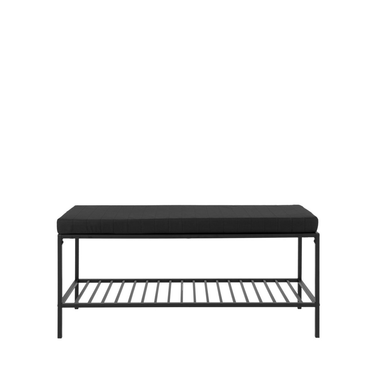Banc en tissu et métal avec étagère L100cm- VITA noir, HOUSE NORDIC