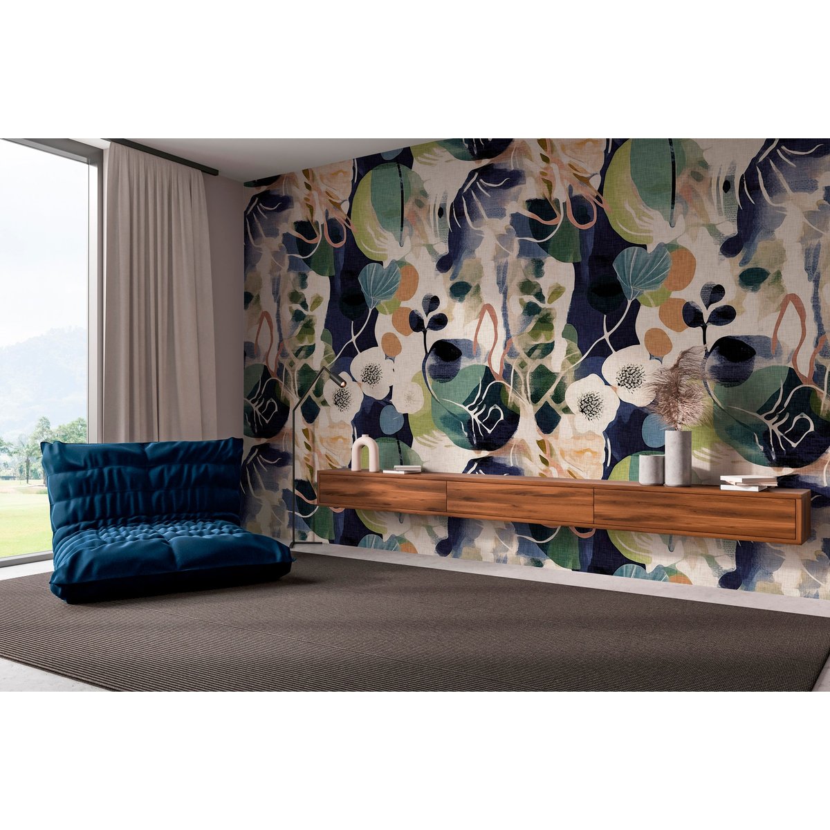Papier peint panoramique Hanami XL - fleurs de cerisier, intissé mat 150 g, fabriqué en France multicolore, LE PAPIERS DE NINON