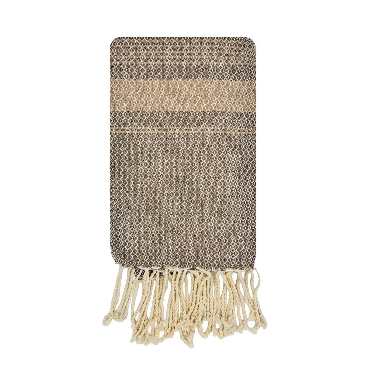 Fouta tunisienne 1x2m coton recyclé jacquard oeil d'oiseau Spargi REVA COLLECTION beige, SEVIRA KIDS