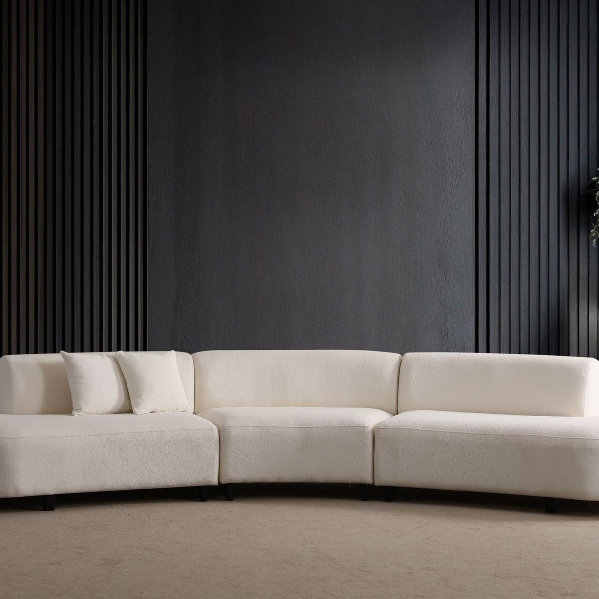Canapé organique 6 places en tissu bouclé - RAFAELA beige, HOMIFAB