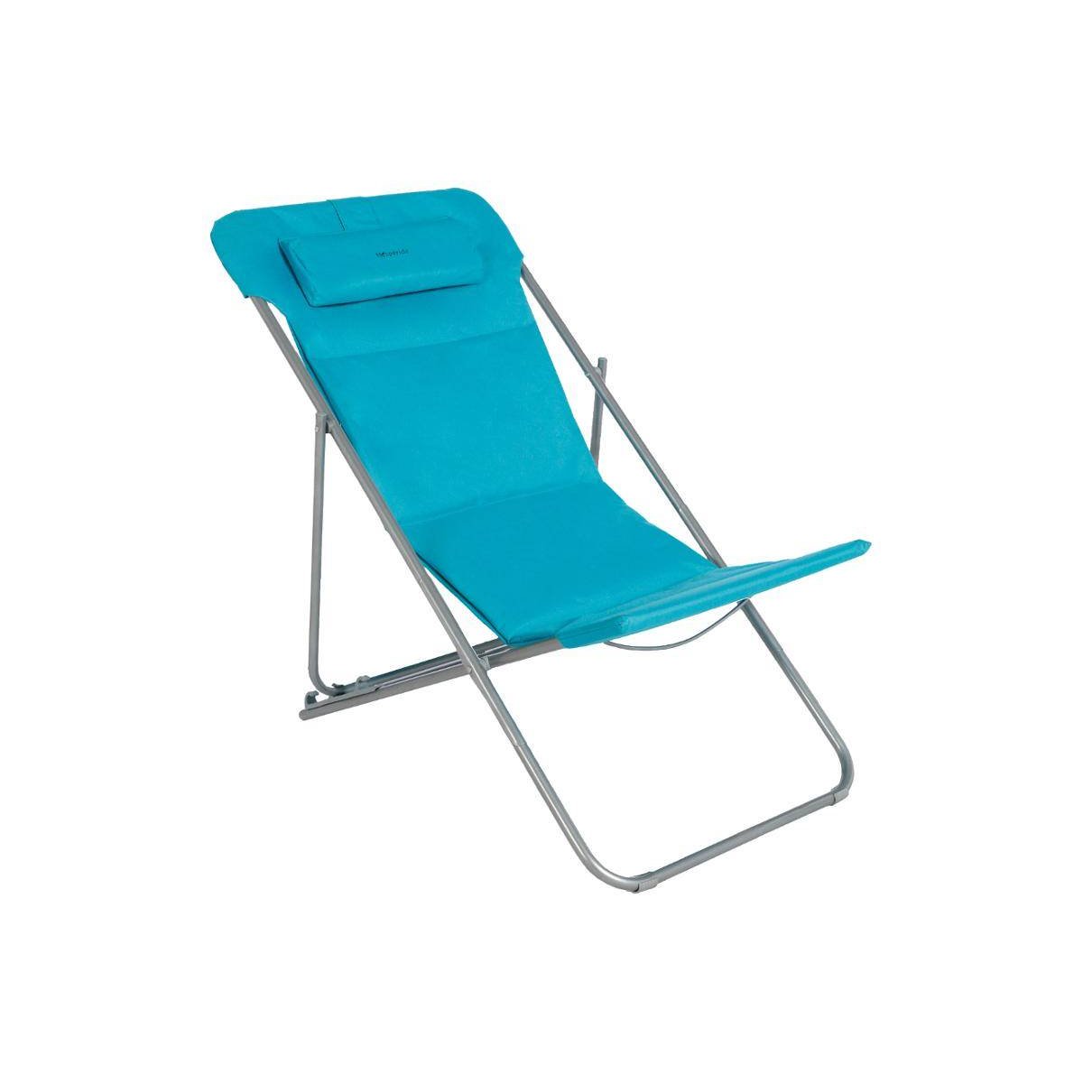 Chilienne de jardin pliante 3 positions avec repose-tête BILBAO bleu, HESPERIDE