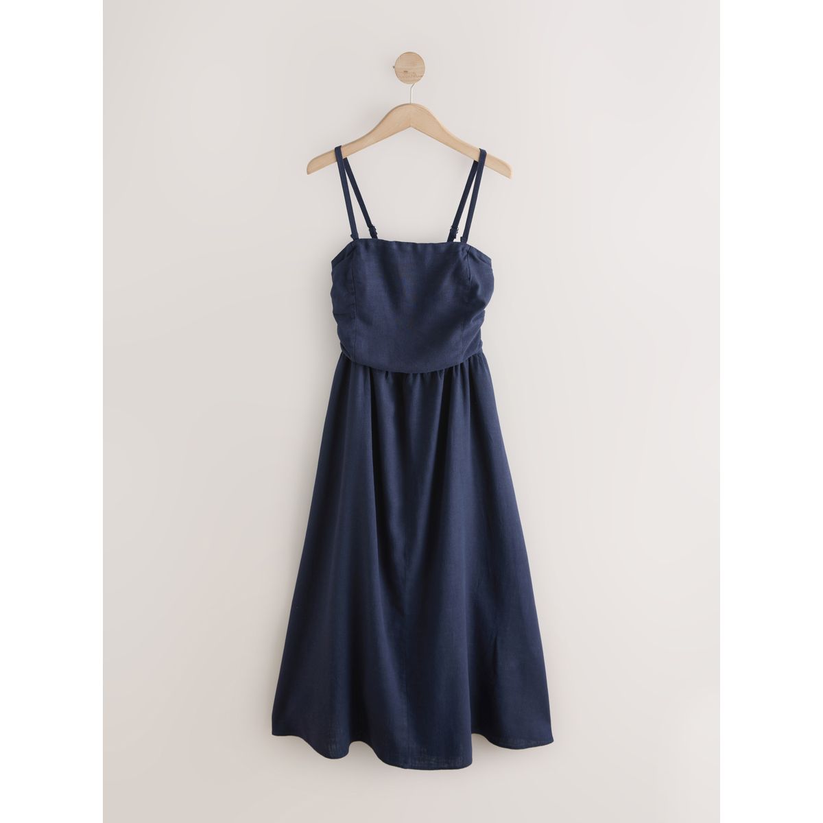 Robe bandeau mi-longue froncée bleu marine, NEXT