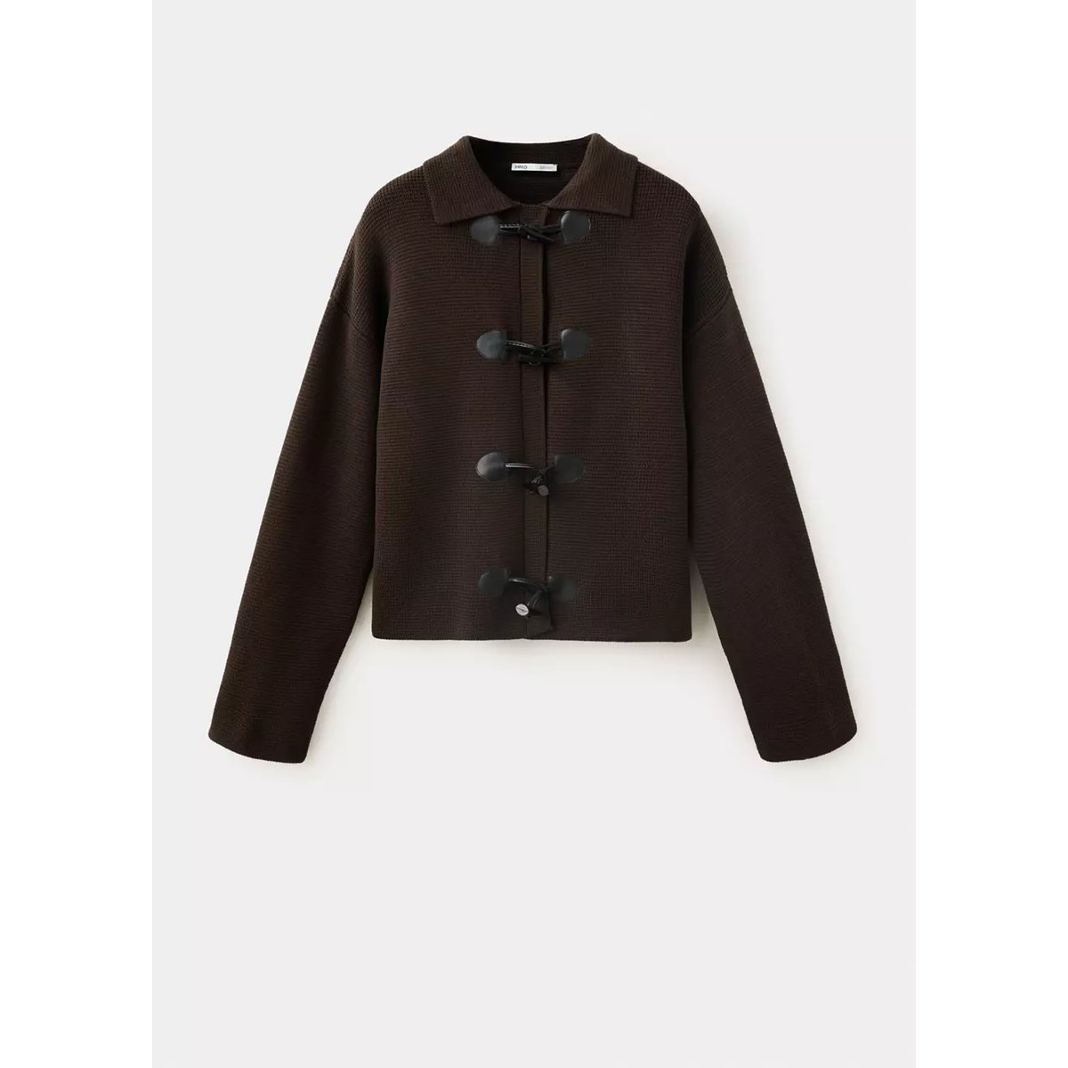 Veste en maille à brandebourgs marron, MANGO