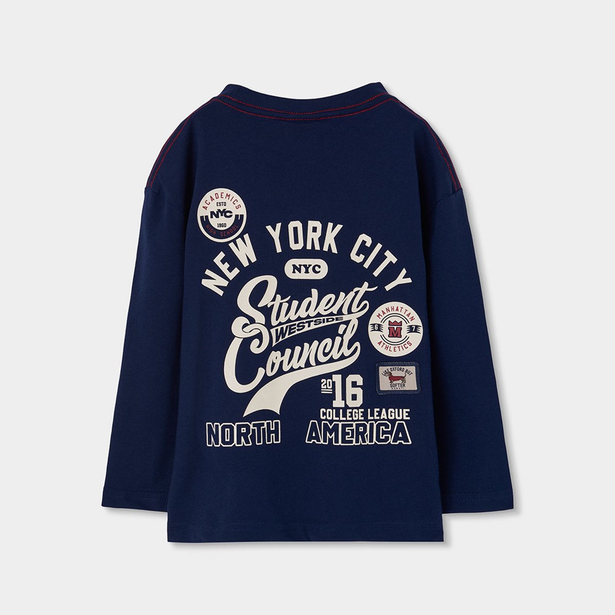 T-shirt en maille garçon avec patch NYC bleu, BOBOLI