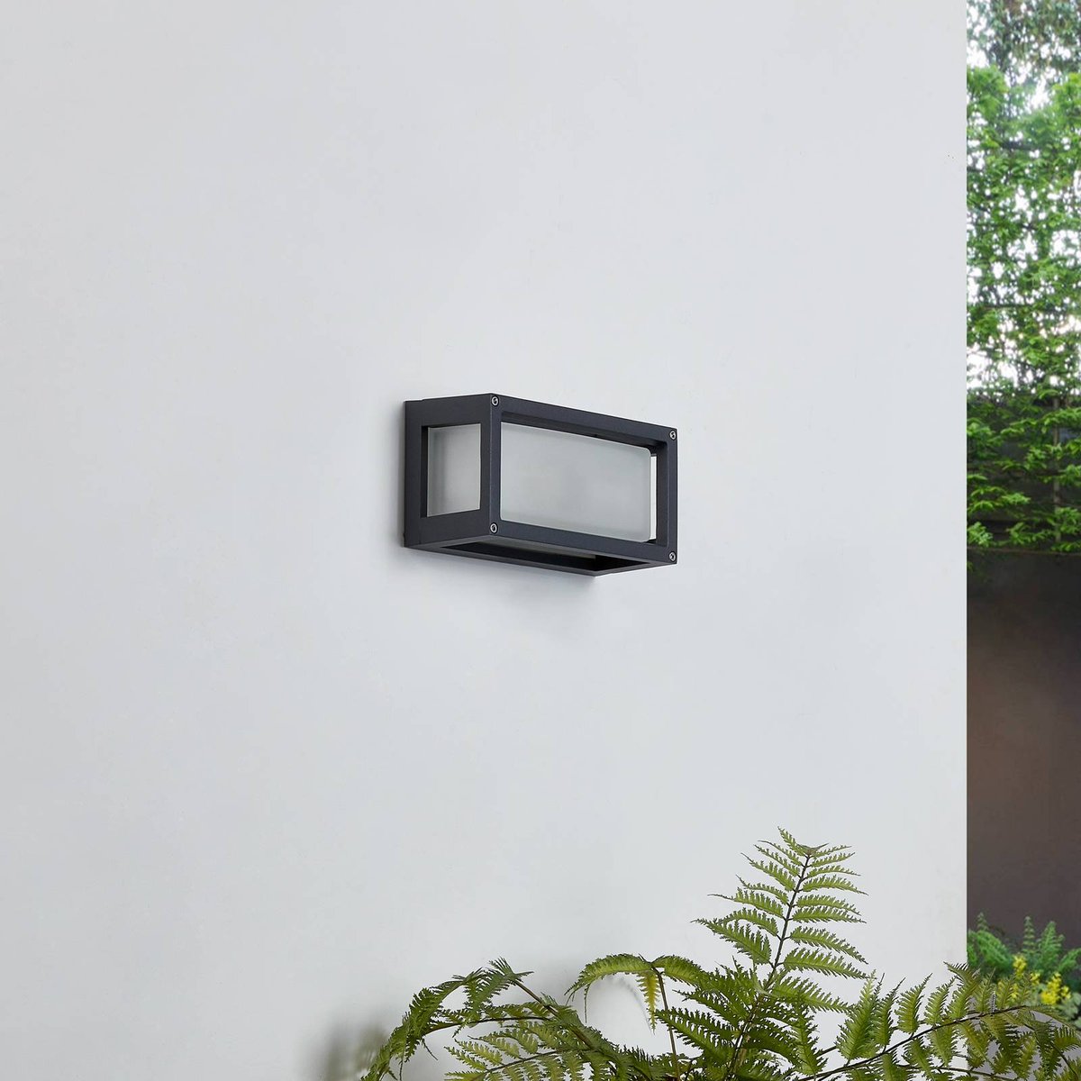 Applique extérieure en aluminium moderne gris foncé, blanc, LUCANDE