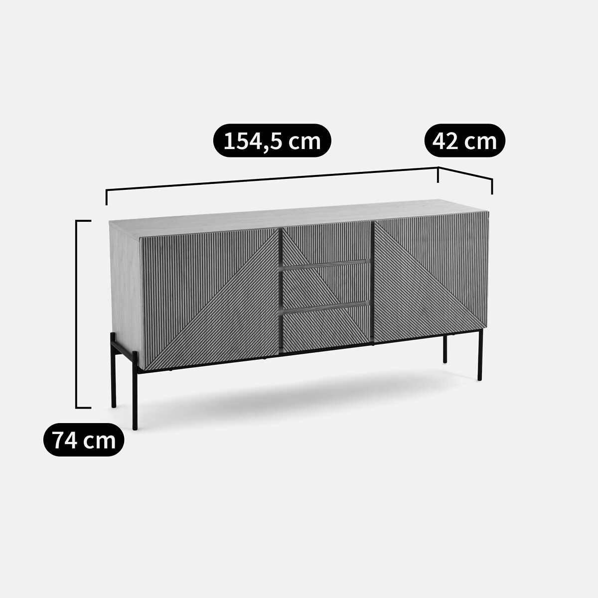 Lodge Oak Veneer 2-Door, 3-Drawer Sideboard oak, LA REDOUTE INTERIEURS