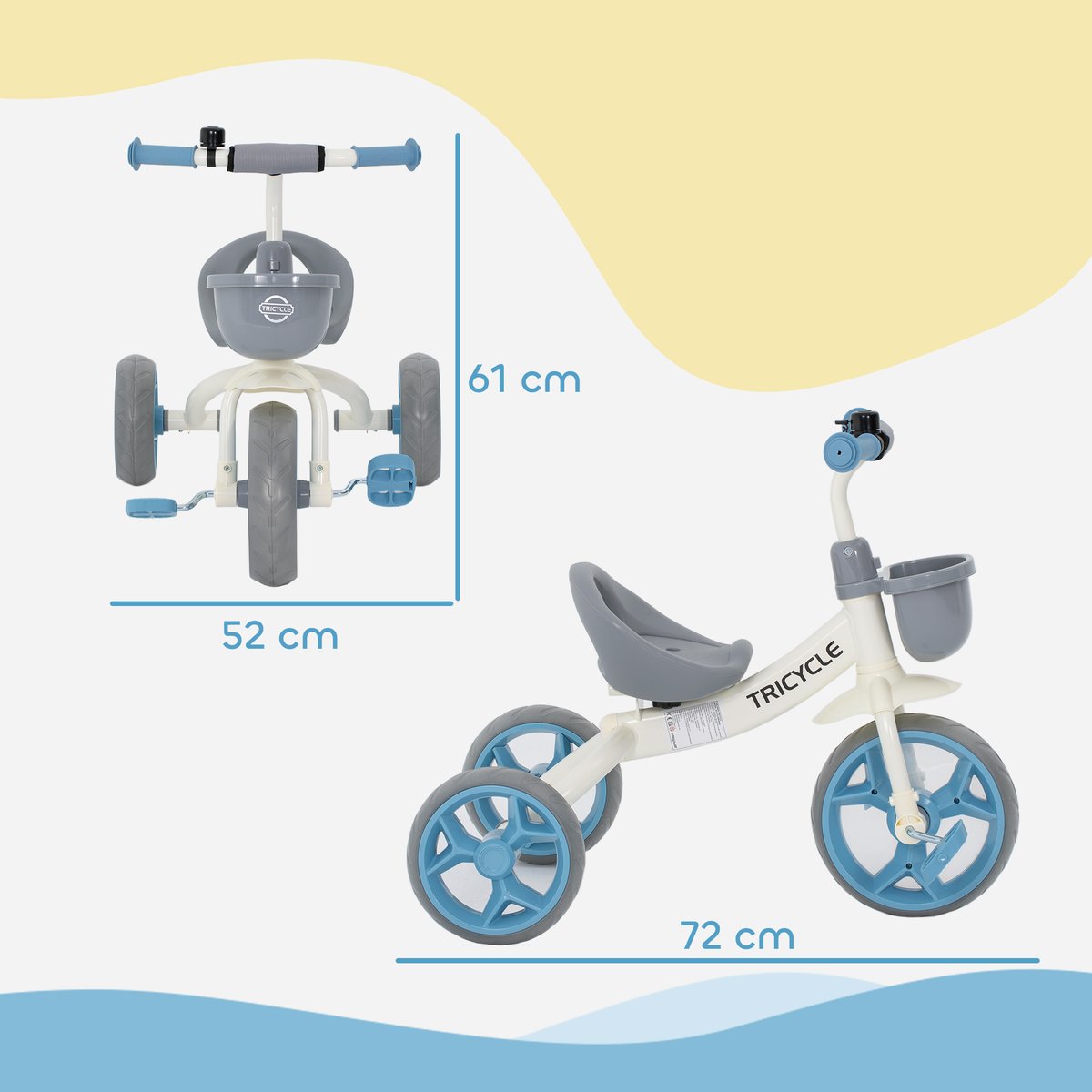 Tricycle pour enfants Métal Bleu bleu, blanc, gris, AIYAPLAY
