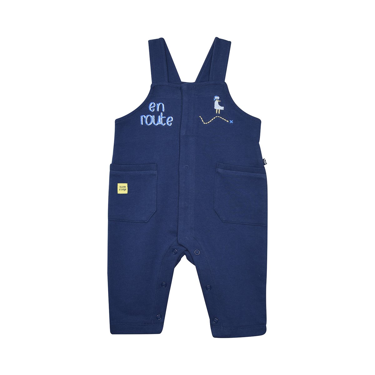 Tshirt salopette nicolae maille ouverture integrale bebe bleu, SUCRE D'ORGE