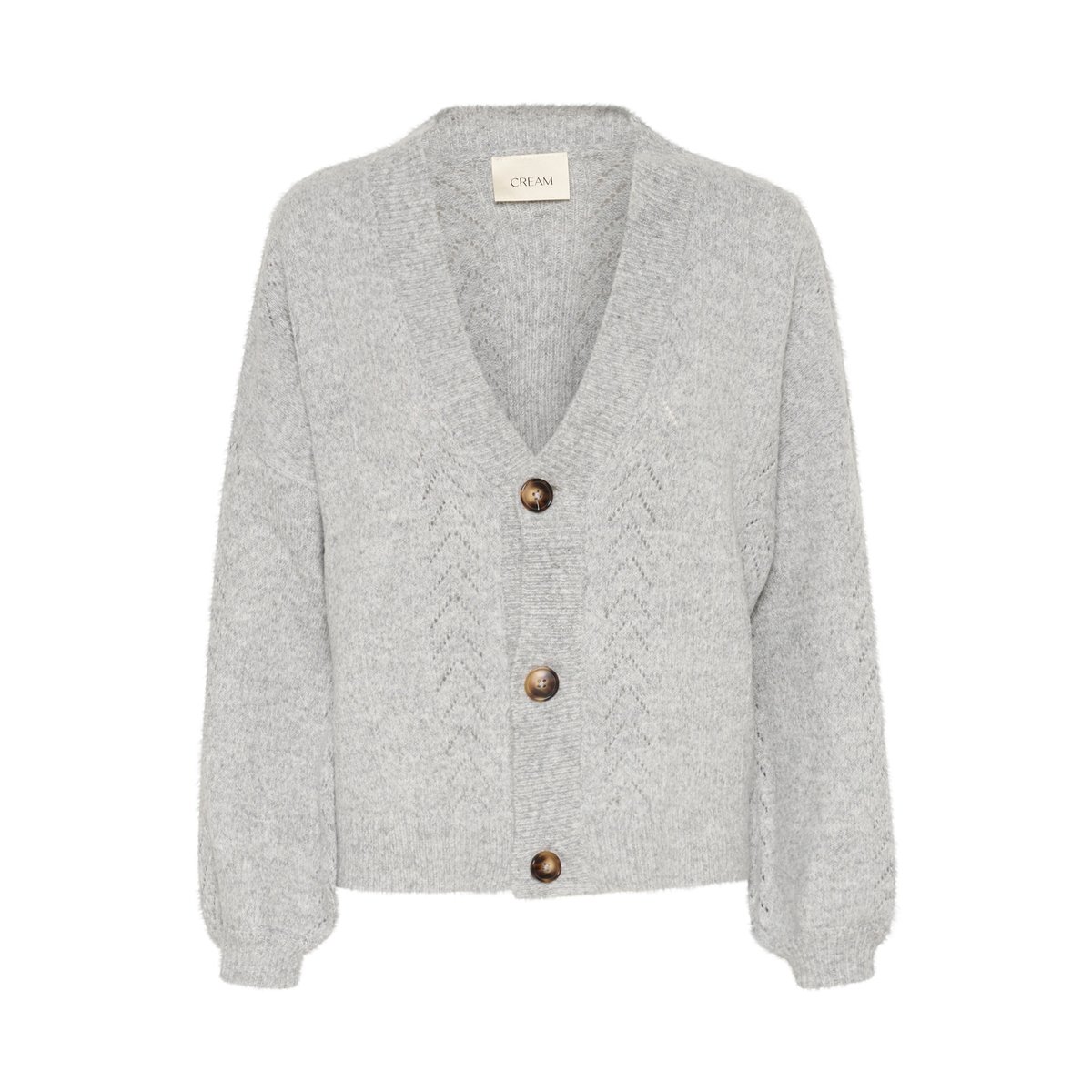 Cardigan à tricot gris light grey melnage, CREAM