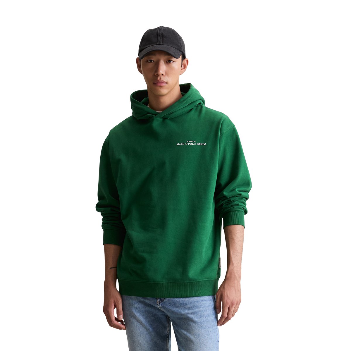 Hoodie relaxed avec un imprimé décontracté dans le dos vert foncé, MARC O’POLO DENIM